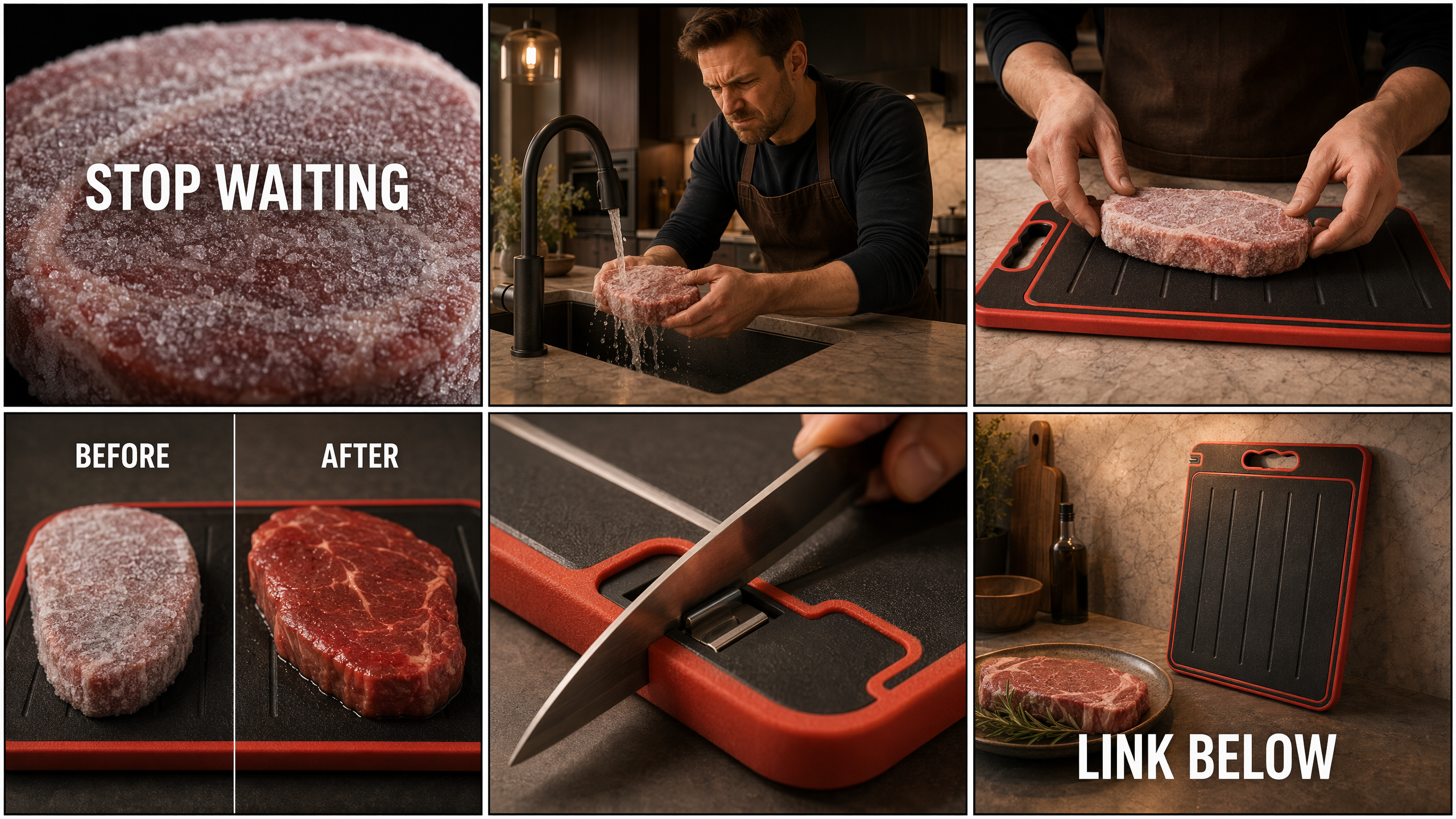 Rapid Thawing Cutting Board with Knife Sharpener