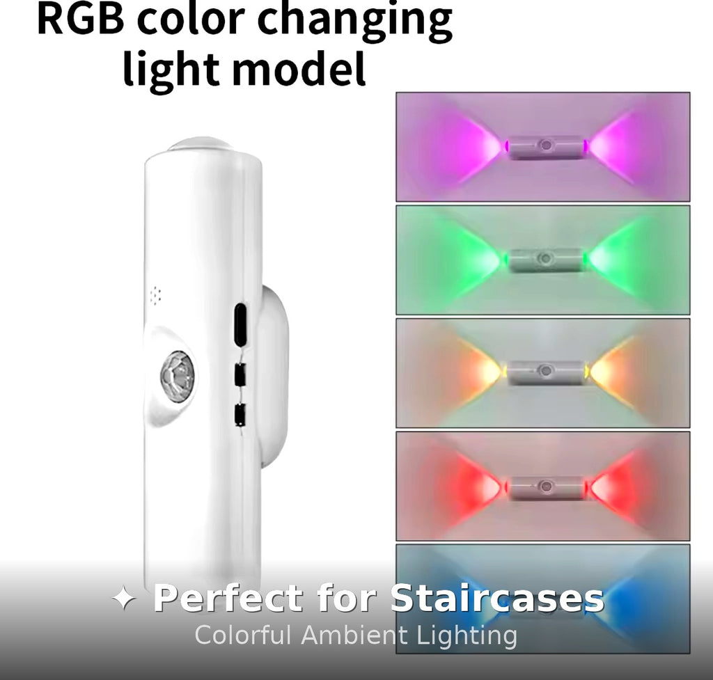 Three-Color LED Wall Light – Rechargeable & Motion Sensor Night Light