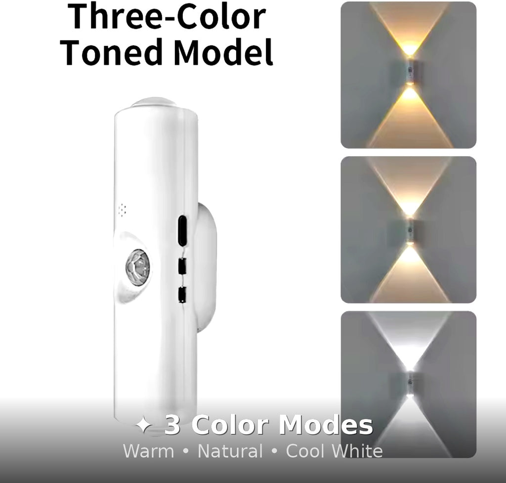 Three-Color LED Wall Light – Rechargeable & Motion Sensor Night Light