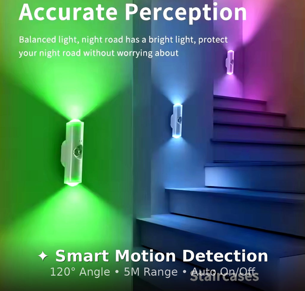 Three-Color LED Wall Light – Rechargeable & Motion Sensor Night Light