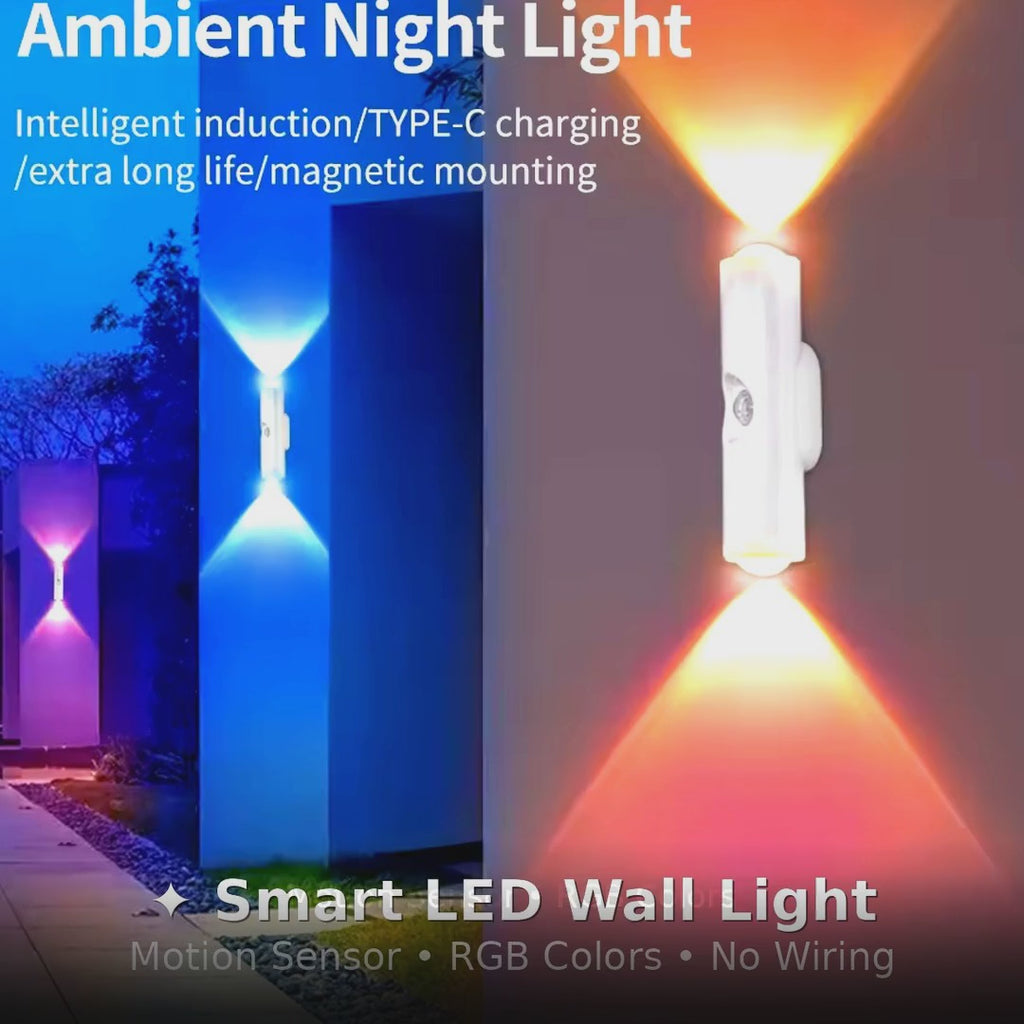 Three-Color LED Wall Light – Rechargeable & Motion Sensor Night Light